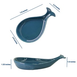 Ceramic Coastal Spoon Rest for Kitchen, Whale