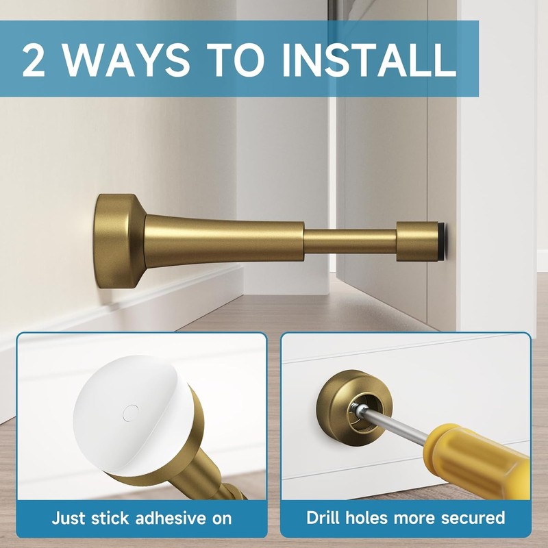 2PCS Bronze Spring Door Stopper – 4.33” Wall Mount Aluminum