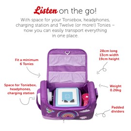 tonies Listen & Play Bag - Over The Rainbow, Carry Bag to Store Toniebox, Headphones, Charging Station, and Six or More, Kid's Gifts