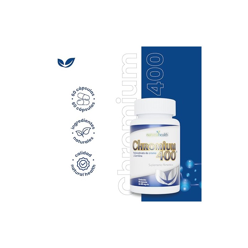 Natural Health Chromium 400 | Suplemento Alimenticio con Polinicotinato de