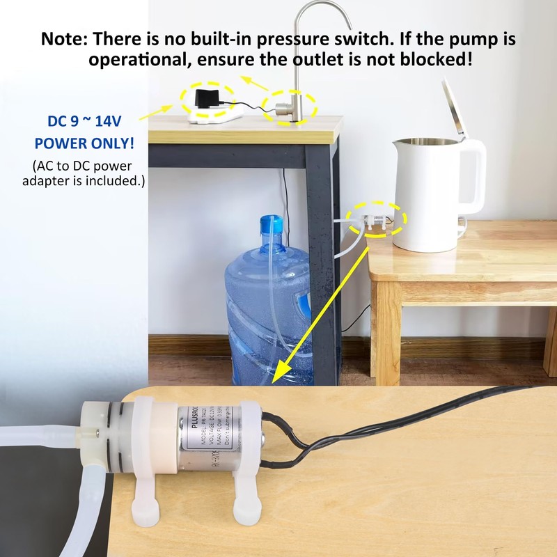 PlusRoc 12V DC Small Water Transfer Pump 1.3LPM Mini Self