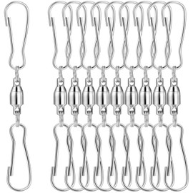 TecUnite 10 Pack Swivel Hooks Clips Smooth Spinning Dual Clip Hanging Windsock Wind Spinners Wind Chimes Crystal Twisters Party Supply