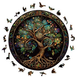 Wooden Puzzles for Adults, 200 Pieces Tree of Life Puzzle Uniquely Irregular Animal Shaped Wooden Jigsaw Puzzles, Creative Gift for Teenagers and Adults