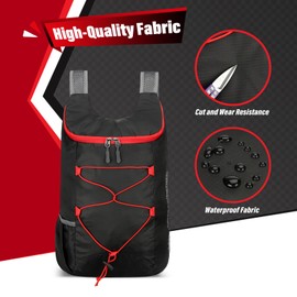 Sahunfri 2 Pcs Ultra Lightweight Backpack, Foldable Backpack Water Resistant Travel Rucksack, Multi-Functional Foldable Backpacks Womens Men For Camping, Hiking, Biking(Black Grey)