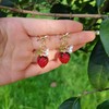 DLYFNVEV Strawberry Earrings Fruit Food Red Beaded Bow Stud Earrings