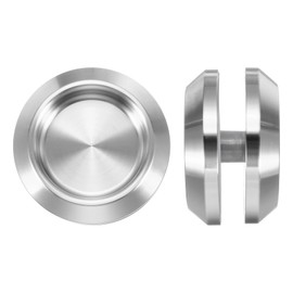PATIKIL Round Sliding Glass Door Handle, 2 Pack 304 Stainless Steel Back-to-Back Bathroom Door Handles Pull Knob 2.3" OD with Screw for Shower Balcony Office Sliding Doors, Silver