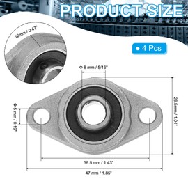 PATIKIL 5/16"/8mm Bore Pillow Block Bearings 4 Pcs Zinc Alloy Steel Mount Flange Pillow Block Self Aligning Insert Bearing Ball Housing for Machinery Agriculture