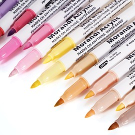 Yuimion 24 Colors Soft Head Acrylic Marker Pens,Tooli Art Acrylic Paint Markers, Brush Tip Acrylic Paint Pens, Ideal for Canvas, Wood, Stone, and DIY Crafts