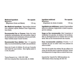 THORNE Thorne Magnesium Citramate - Magnesium with Citrate-Malate to Support Energy Production, Heart and Lung Function, and Metabolism of Sugar and Carbs - 90 Capsules - 90 Servings