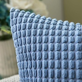MIULEE Pack of 2 Decorative Lumbar Throw Pillow Covers Soft Corduroy Solid Cushion Case Smoky Blue Pillow Cases for Couch Sofa Bedroom Car 12 x 20 Inch 30 x 50 cm