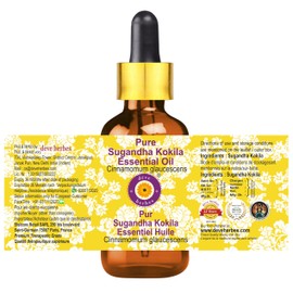 Deve Herbes Pure Sugandha Kokila Essential Oil (Cinnamomum glaucescens) 100% Natural Therapeutic Grade Steam Distilled with Glass Dropper 15ml (0.50 oz)