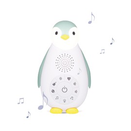 ZazuKids Portable Sound Machine and Nightlight, Blue Sound Soother with Bluetooth Speaker, Zoe Penguin Design, for Babys and Young Children