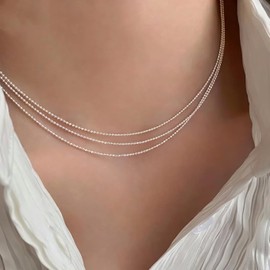 Hothrty Women's Necklace, Pendant, Triple Strand, Stick, Circle, Mobius, Double Ring, Plate, Collarbone Chain, Cute, Simple, Elegant, Everyday, Glitter, Silver, Gold, Stainless Steel, Hypoallergenic,