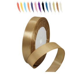 15mm Champagne Gold Satin Ribbon Roll for Gift Wrapping, Weddings, Flowers, Cakes & Crafts - Color Ribbon for DIY, Birthdays & Christmas Parties