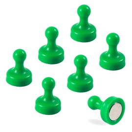7 x Extra Strong Magnetic Push Pins – High Strength Neodymium Magnets – Ideal For Card, Whiteboards, Fridges and Memos, Offices [Green]