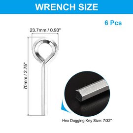 PATIKIL 7/32" Standard Hex Dogging Key, 6 Pack Solid Steel Wrench Door Key with O-Ring Full Loop for Crash Bar, Push Bar Emergency Exit Devices, Silver