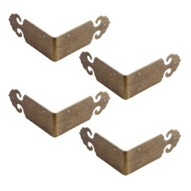 Tiazza 4Pcs Vintage Pure Copper Corner Protectors Braces Antique Brass Decorative Corner Guard Edge Cover (Antique Bronze)