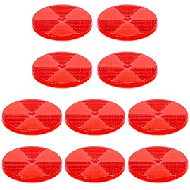 10 Pack Front Reflector Round Reflector for Driveway Fence Gate Posts Trailers Safety Reflectors Automobiles Boats Mailboxes Reflector with Center Mounting Hole (Red)