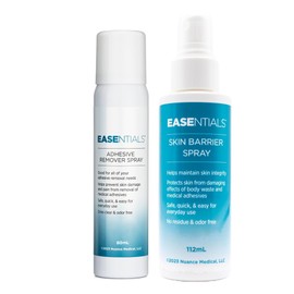 EASEntials Multi-Pack Adhesive Remover Spray (80 ml) & Skin Barrier Spray (112 ml), No Sting Skin Prep Protective Spray, Ostomy Skin Barrier Spray, 2-Pack (1 Each)