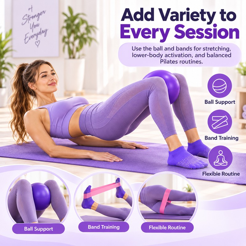 13-Piece Pilates Exercise Kit for Home Workouts – Portable Ball