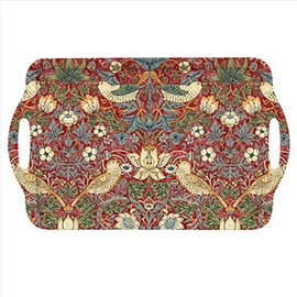 Pimpernel Morris & Co Strawberry Thief Red Large Handled Tray | Serving Tray for Lunch, Coffee, or Breakfast | Made of Melamine for Indoor and Outdoor use | Measures 18.9" x 11.6" | Dishwasher Safe