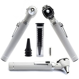 AAProTools Mini Otoscope Kit Student Home Use Led Bright Light Ent Otoscope Pocket Size Gray Plus 1 Extra Replacement Bulb Plus 10 Specula