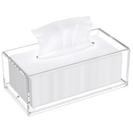 AITEE Acrylic Cosmetic Tissue Box: 25 x 13 x 9 cm Clear Tissue Box with Magnetic Cover for Dining Room Bathroom Bedroom Office Coffee Table Car