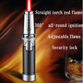 The Vintage Lighter Big Red Flame Butane Torch Lighter With A Great Hand Feel By The Vintage Lighter - Black