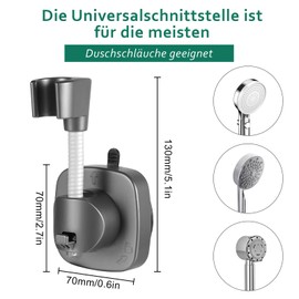 Shower Head Holder, No Drilling, 360° Rotatable Shower Holder, Hand Shower Holder, Adjustable with Suction Cup, Non-Slip Shower Head Holder, Shower Head Holder for Bathroom