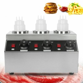 3 Holes Squeeze Bottle Warmer Electric Sauce Warmer Jam Heated Machine Stainless Steel Food Sauce Warmer 30℃-85℃