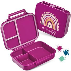 My Vesperbox Mini Bia Bento Box Children - Compact and Lightweight - Leak-proof & BPA Free - Lunch Box - Lunch Box - for Nursery and School (Purple Rainbow)