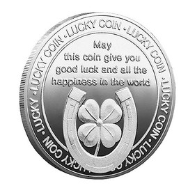 1 PCS Lucky Coin Horseshoe and Four Leaf Clover Souvenirs Gifts Creative Present Metal Commemorative Coins Silver