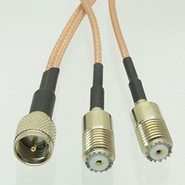 Mini UHF Male Plug to Y 2X miniUHF Jack Splitter Combiner Pigtail RG316 1M2F Quick USA Shipping