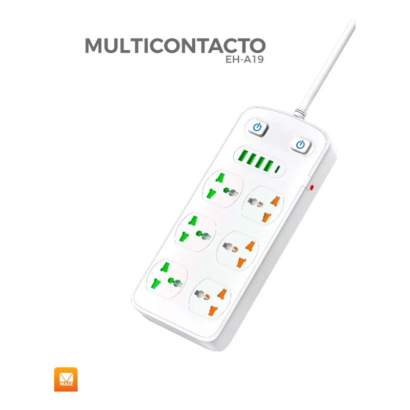 Maíz Multicontacto Cargador Usb Barra Supresor Picos Escritorio