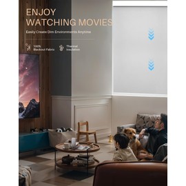 JaeJaes Motorized Roller Shades with Remote Control, Blackout Rechargeable Smart Blinds Compatible with Alexa, Electric Blinds for Living Room Bedroom, 22" W x 72" H, White