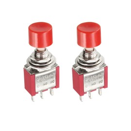 Rebower Push Button Switch 1NO 1NC Momentary Round Button for Light Relay 6mm Red 2pcs
