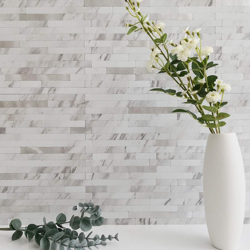 DICOFUN 10-Sheet Peel and Stick Backsplash Tile, Faux White Marble