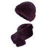 Women Winter Faux Rabbit Fur Trimmed Cloche Hat with Scarf