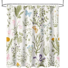 Shower Curtain Polyester Shower Curtains Hotel Bathroom Shower Curtain Washable Waterproof Shower Curtain Mould Proof Resistant Bathroom Curtains with 12 Hooks for Bathroom Wet Room Tub (Green)