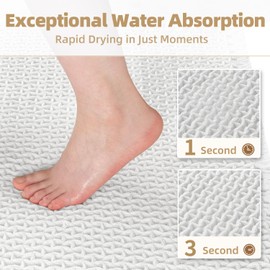 Checkered Bathroom Runner Rug Super Absorbent Non Slip Bath Mat Two Tone Woven Quick Dry Long Bath Rugs Washable Runners for Hallways Bedroom Laundry Room Kitchen Under Sink, 2' x 4', White