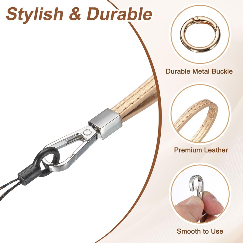 sourcing map Smooth Leather Wristlet Strap, Prevent Drop Wrist Lanyard