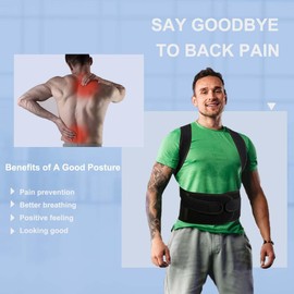 TEKOMVO Back Brace Posture Corrector for Women Men -Adjustable and Breathable Support Scoliosis for Waist - Improve Back Posture for Body Correction and Lumbar Support L(33"-37")