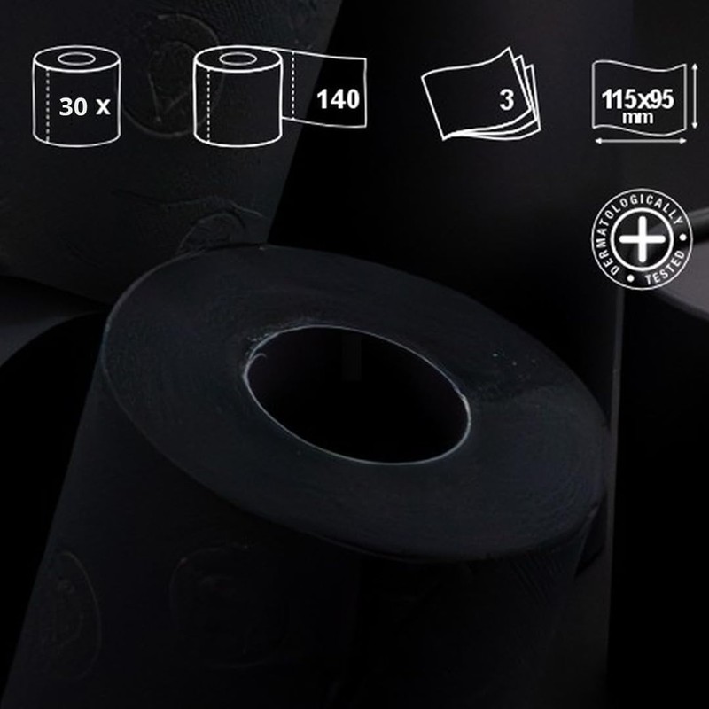 Black Toilet Paper 3-Ply 6 Rolls pack 140 Premium Quality