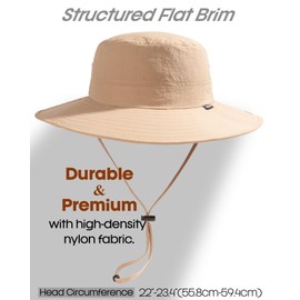 FURTALK Sun Hats for Women with Ponytail Hole Men Beach Hiking UPF 80+ Foldable Hiking Summer UV Protection Bucket Hats Khaki