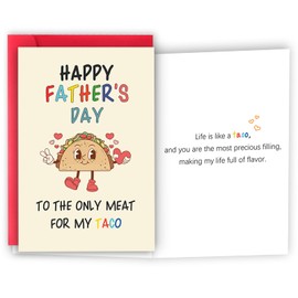 HEJOYN Fathers Day Card, Lovely Taco Father's Day Card for Dad, Funny Fathers Day Cards for Husband Boyfriend from Wife Girlfriend, Happy Father's Day To The Only Meat for My Taco
