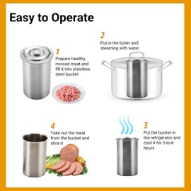 RoseFlower Stainless Ham Cooker, Ham Maker, Stainless Steel Ham Press, Meat Press with Thermometer for Homemade Ham Meat, Silver, 11 x 10 x 18 cm