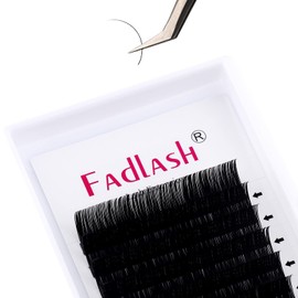 FADLASH Extensiones De Pestañas Clásicas - Extensiones De Pestañas Individuales Negras Mate Oscuras - Profesionales (0,18-D, 16 Mm)