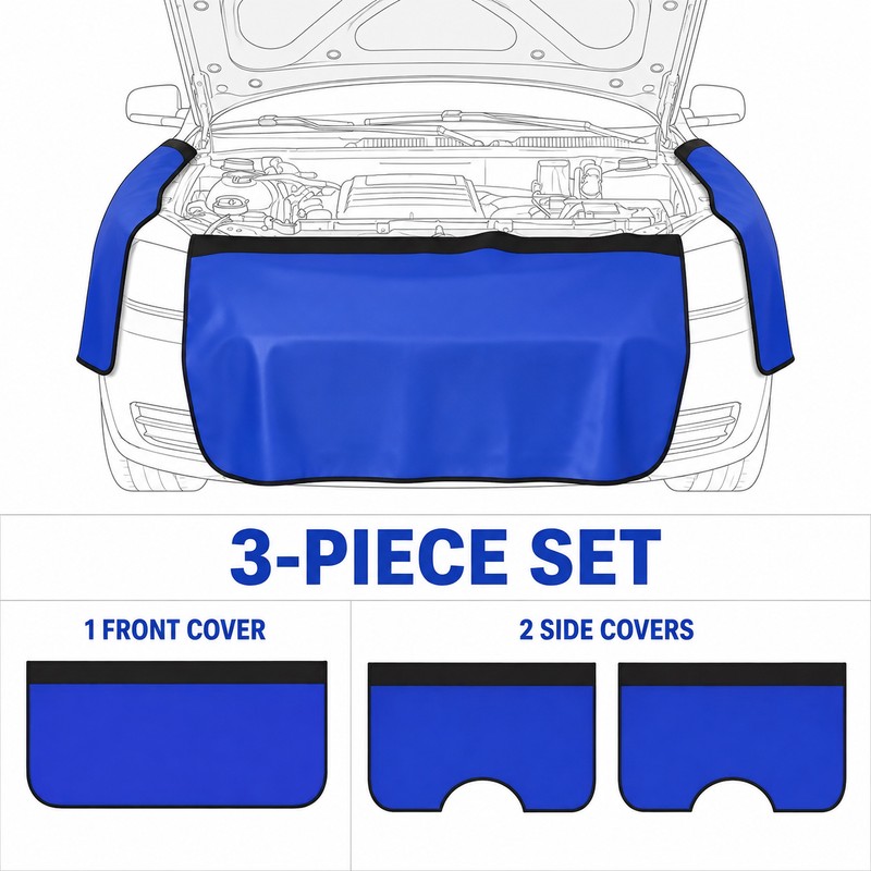 3-Piece Magnetic PU Leather Car Fender Cover Set for Auto