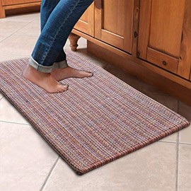Excel Hometex Cotton Hand Woven Doormat Bathroom Kitchen Laundry Mat Rug 18" x 30" with Foam Backing (18" x 30", Orange)