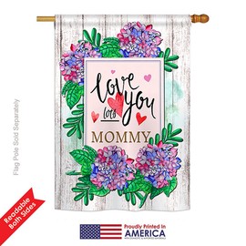 Breeze Decor - Love You Lots Mommy Summer - Seasonal Mother's Day Impressions Decorative Vertical House Flag 28" x 40" Printed in USA